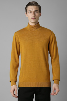 LOUIS PHILIPPE Solid High Neck Casual Men Brown Sweater