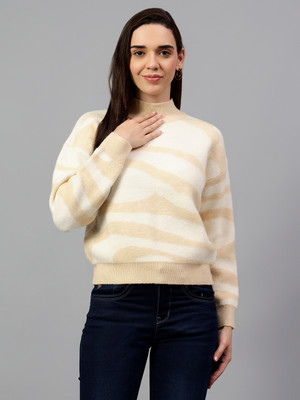 CANTABIL Printed Turtle Neck Casual Men Beige Sweater