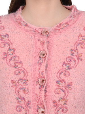 HITTIKA Self Design Round Neck Casual Women Pink Sweater