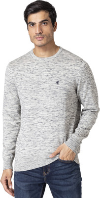 RED TAPE Self Design Round Neck Casual Men White Sweater
