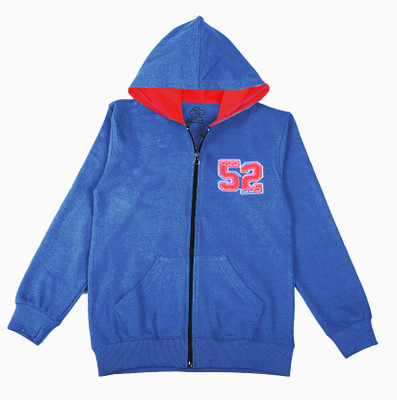MIST N FOGG Printed Hooded Neck Casual Boys Blue Sweater