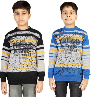 BADOS Printed Round Neck Casual Boys Multicolor Sweater