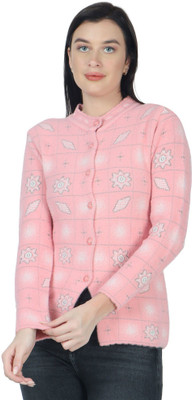 HITTIKA Self Design High Neck Casual Women Pink Sweater
