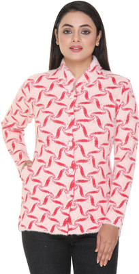 PIPASA WOMEN Self Design Collared Neck Casual Women Pink Sweater