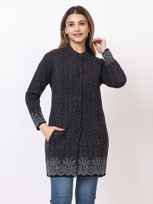 TWENTY ME Printed Mandarin Neck Casual Women Black Sweater
