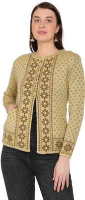 HITTIKA Self Design Round Neck Casual Women Green Sweater