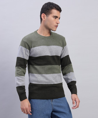 MORKEL Striped Round Neck Casual Men Multicolor Sweater