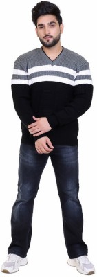 GLOBAL MAN Striped V Neck Casual Men Multicolor Sweater