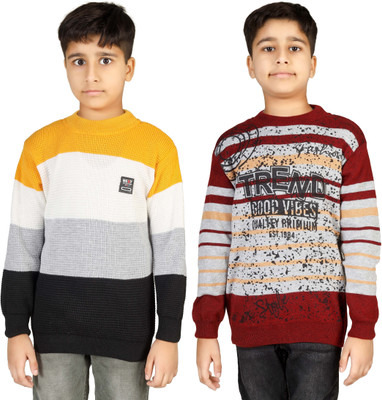 BADOS Colorblock, Striped Round Neck Casual Boys Multicolor Sweater