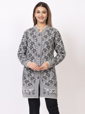 TWENTY ME Printed Collared Neck Casual Women Grey, Black Sweater