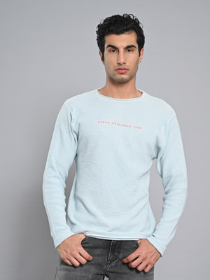 KILLER Solid Crew Neck Casual Men Grey Sweater