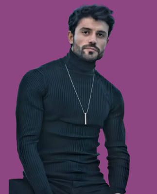 TRENDSET Solid Turtle Neck Casual Men Blue Sweater