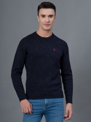 RED TAPE Solid Round Neck Casual Men Dark Blue Sweater