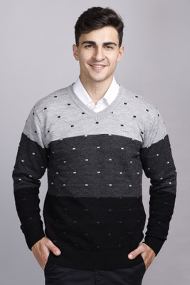 GODFREY Colorblock V Neck Casual Men Multicolor Sweater