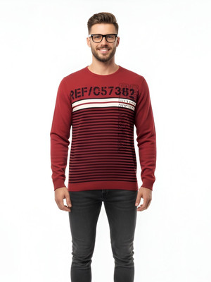 FORWARDS Printed Crew Neck Casual Men Maroon Sweater