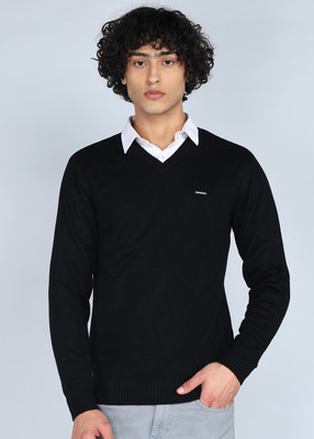 PETER ENGLAND Solid Casual Men Black Sweater