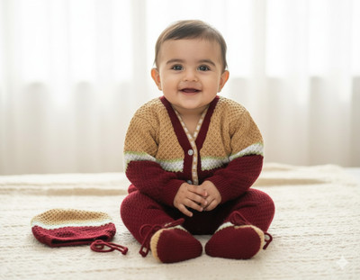 The Mom Creators Solid V Neck Casual Baby Boys & Baby Girls Multicolor Sweater