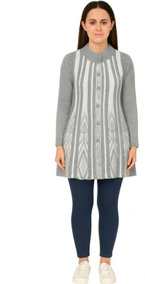 Life and style Striped Round Neck Casual Women Grey Sweater