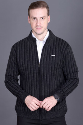 GODFREY Checkered Round Neck Casual Men Black Sweater