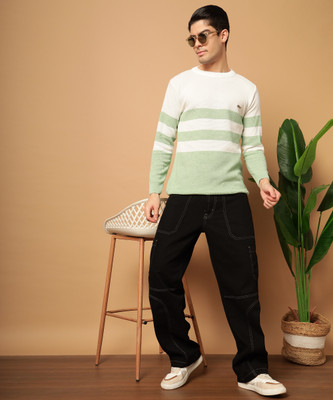 MORKEL Striped Round Neck Casual Men Multicolor Sweater
