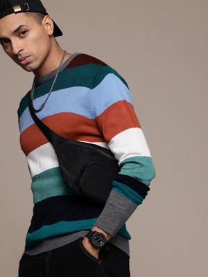 Roadster Striped Round Neck Casual Men Multicolor Sweater