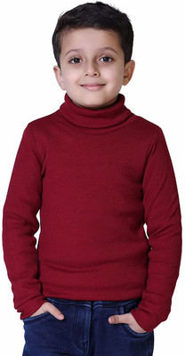 Hivata Solid High Neck Casual Baby Boys & Baby Girls Maroon Sweater