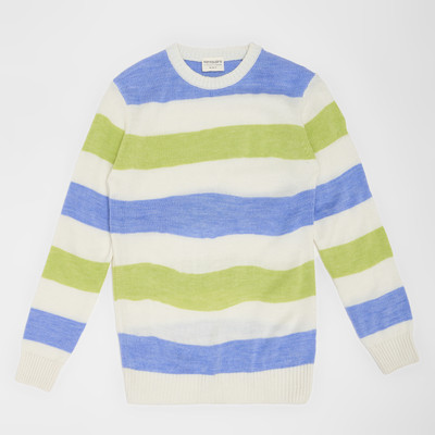 Pantaloons Junior Striped Round Neck Casual Boys White Sweater