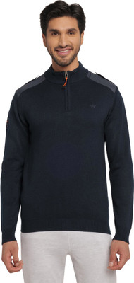 Wildcraft Solid Crew Neck Casual Men Blue Sweater