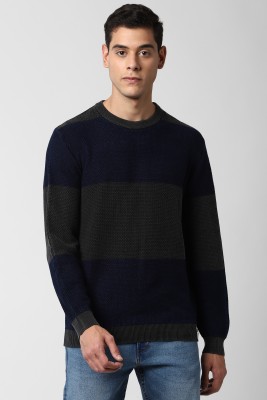 PETER ENGLAND Striped Crew Neck Casual Men Dark Blue Sweater