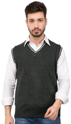 Shunit creation Solid V Neck Casual Men Black Sweater