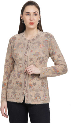 HITTIKA Solid Round Neck Casual Women Brown Sweater