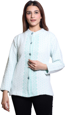 hrd7 Self Design Round Neck Casual Women Light Green Sweater