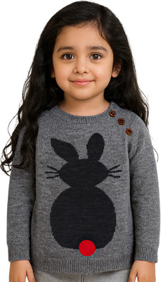 COMPOUND Solid Round Neck Casual Baby Girls Multicolor Sweater