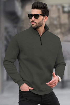 TRIPR Solid High Neck Casual Men Green Sweater