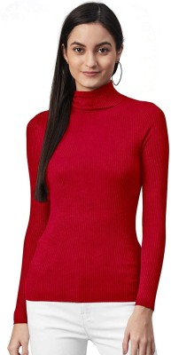 LOVO Solid Turtle Neck Casual Women Red Sweater