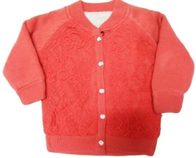 Jongen en Meisje Self Design V Neck Casual Baby Girls Red Sweater