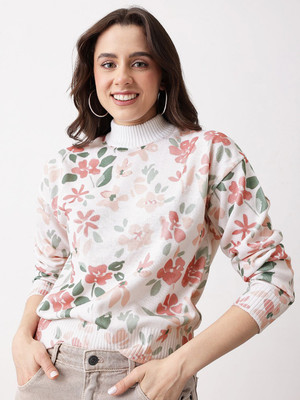 Mast & Harbour Self Design High Neck Casual Women White Sweater