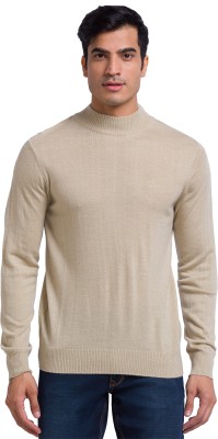 PARX Solid Round Neck Casual Men Beige Sweater