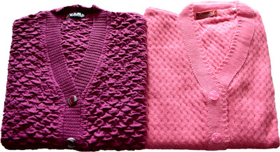 Shunit creation Solid V Neck Formal Women Purple, Pink Sweater