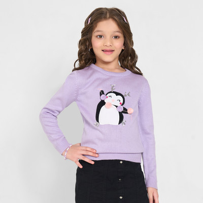 Pantaloons Junior Printed Round Neck Casual Girls Multicolor Sweater