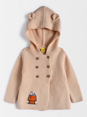 Mi Arcus Solid Hooded Neck Casual Boys & Girls Orange Sweater
