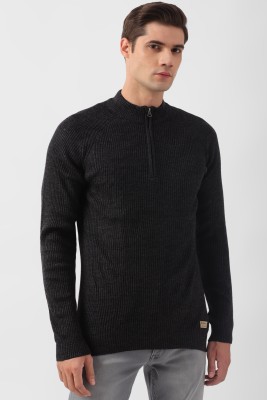 PETER ENGLAND Solid Crew Neck Casual Men Black Sweater