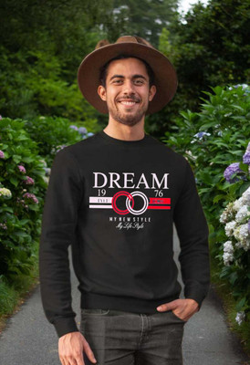 vaani Printed Round Neck Casual Men Black Sweater