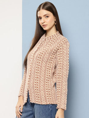 MUHURATAM Solid Round Neck Casual Women Beige Sweater