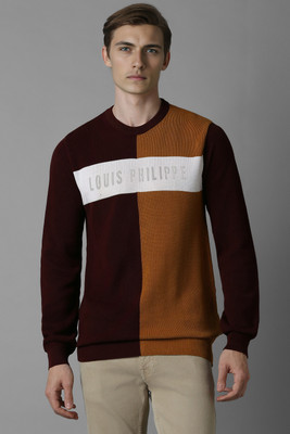LOUIS PHILIPPE Colorblock Round Neck Casual Men Multicolor Sweater