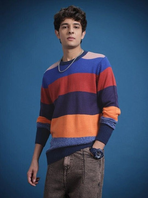Roadster Striped Round Neck Casual Men Multicolor Sweater