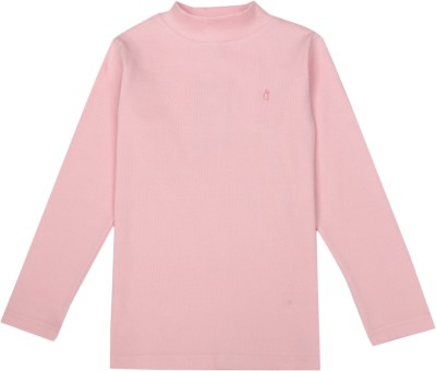 GINI & JONY Solid Turtle Neck Casual Girls Pink Sweater