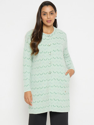 DUKE Self Design Round Neck Casual Women Green Sweater