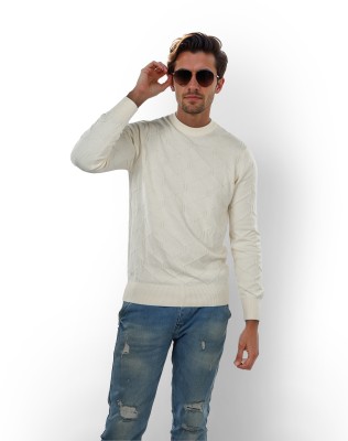 Celio Solid Round Neck Casual Men Beige Sweater