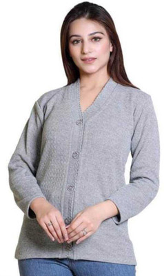 CRAFTWELL Solid V Neck Casual Women Grey Sweater